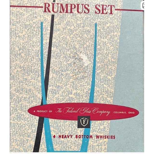 Mid-Century Modern 1960s Mid Century Modern Rumpus Set by Federal Glass Company in Box 4 Shot Glasses- 3 Snowflake & 1 Bird For Sale - Image 3 of 4
