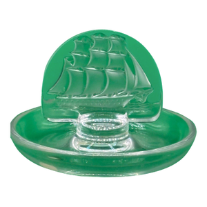 Vintage Signed Lalique France "Caravelle" Frosted Crystal Sailing Ship Ring Dish