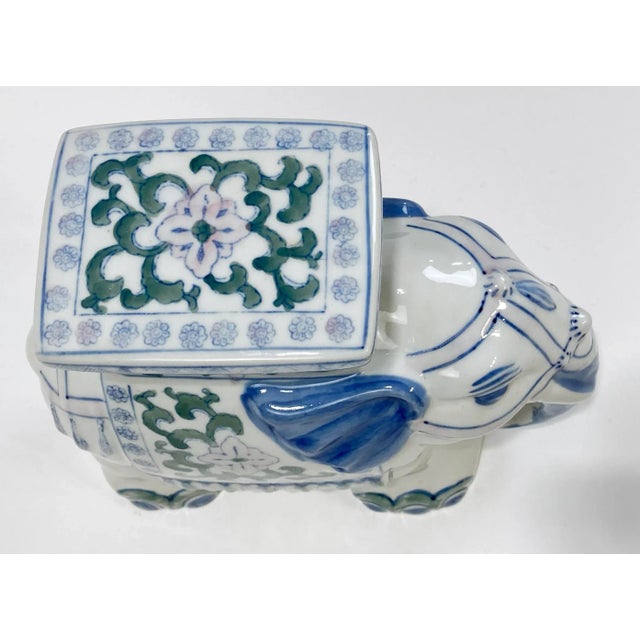 Vintage Ceramic Blue and White Elephant Stand For Sale - Image 9 of 11