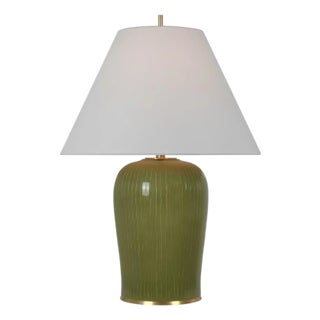 Thomas O'Brien by Visual Comfort Signature Opera 30" Table Lamp in Light Olive with Linen Shade For Sale