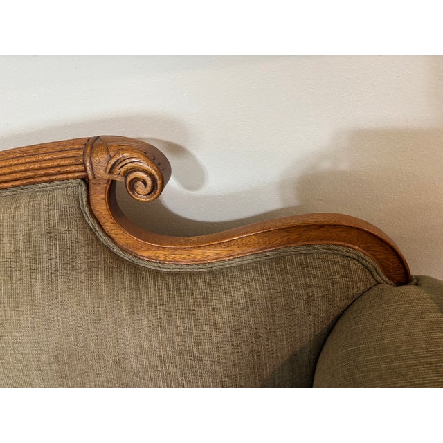 Vintage Sofa With Beautiful Carved Wood Accents For Sale - Image 4 of 13