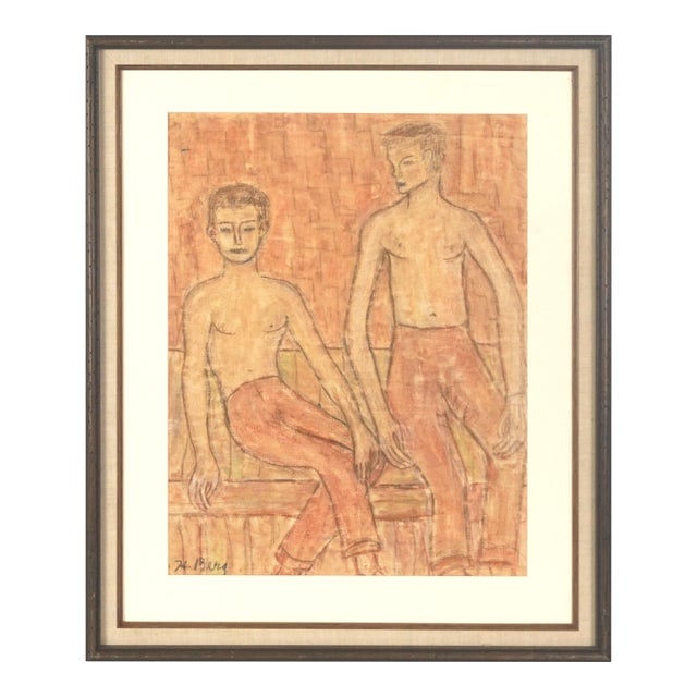 Bay Area Abstract Expressionist Figurative -- Summer Coming of Age Scene by Honora Berg For Sale