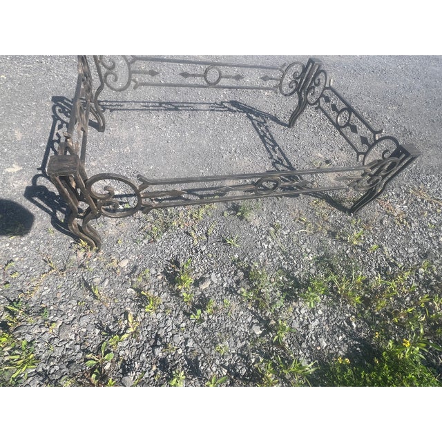 Vintage Wrought Iron Coffee or Patio Table Base Frame – Scrollwork Detail For Sale In New York - Image 6 of 7