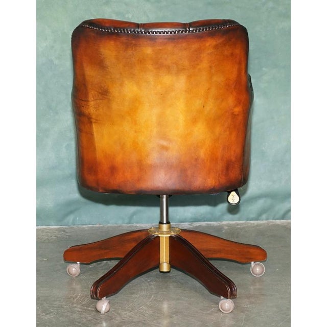 Vintage Tufted Leather Chesterfield Captain's Desk Chair For Sale - Image 14 of 18