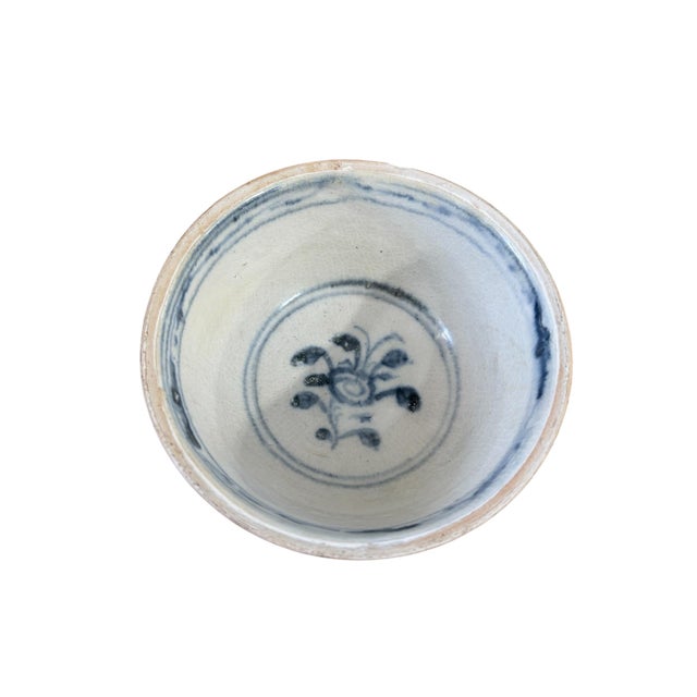 Blue Hoi an Hoard Shipwreck Antique Bowl Late 15th-Early 16th Century 5.5" D For Sale - Image 8 of 11