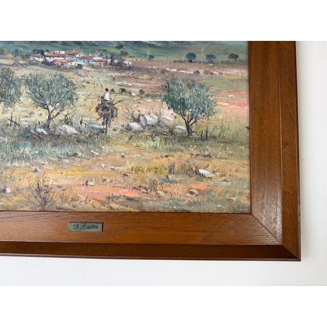 1960s Vintage B. Andreu Countryside Landscape Oil on Canvas Painting, Framed For Sale - Image 9 of 12