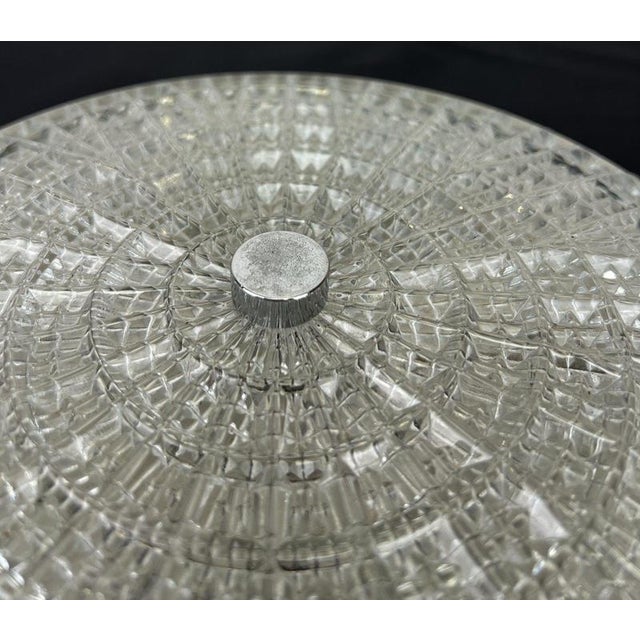 Black Vintage French Patterned Glass Flush Mount For Sale - Image 8 of 16