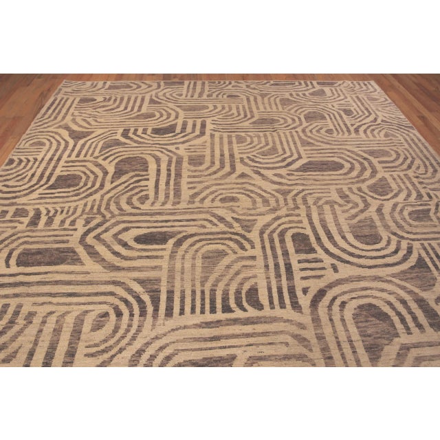 Early 21st Century Nazmiyal Collection Contemporary Beige and Brown Textured Area Rug For Sale - Image 5 of 6