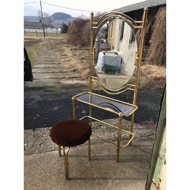Vintage Brass Dressing Table & Stool, 1950s, Set of 2 For Sale - Image 9 of 9