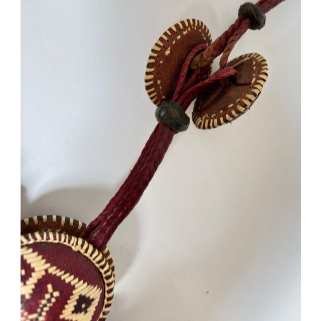 Metal Mandinka Ceremonial Sword With Decorated Red Leather Scabbard West Africa 1950 For Sale - Image 7 of 15