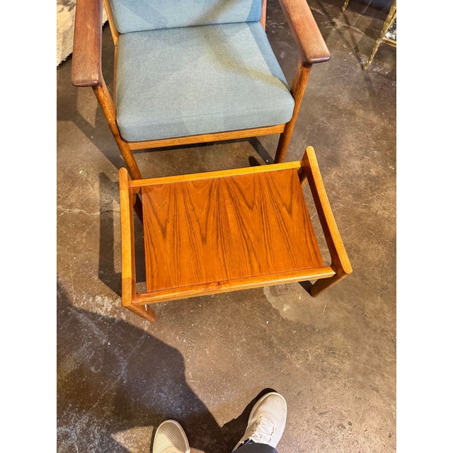 Brown Danish MCM Oak Chair and Ottoman For Sale - Image 8 of 10