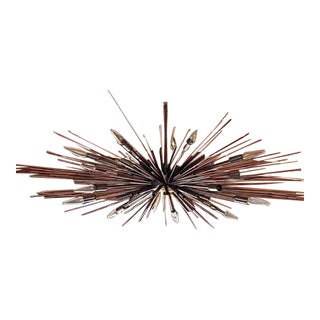 1980s Lou Blass 16 Light Mixed Metal Round Supernova Chandelier For Sale