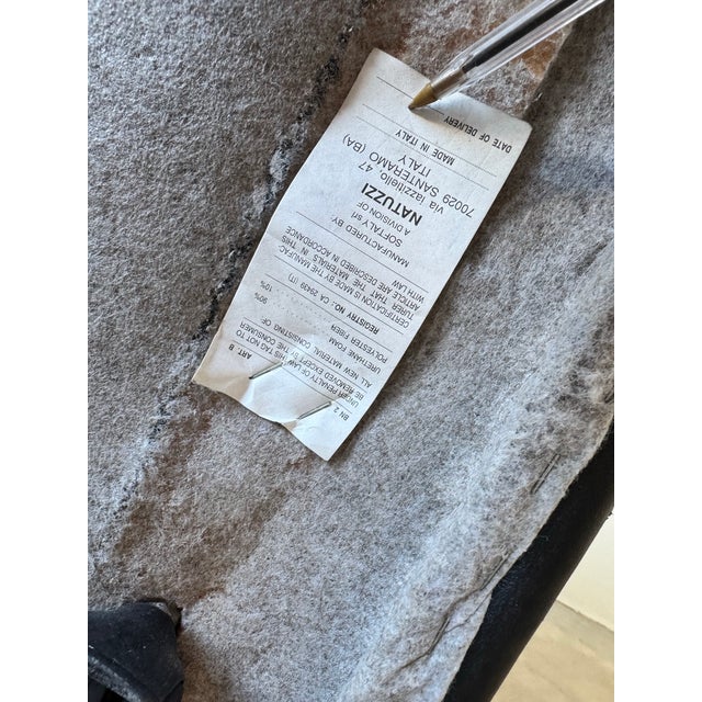 Black Vintage Italian Postmodern Black Leather Ottoman by Natuzzi For Sale - Image 8 of 12