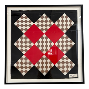 Framed Vintage Checker Motif Jean Patou Scarf