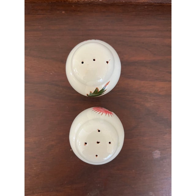 American Vintage Stangl Thistle Salt & Pepper Shakers – Hand-Painted Pottery – No Stoppers For Sale - Image 3 of 4