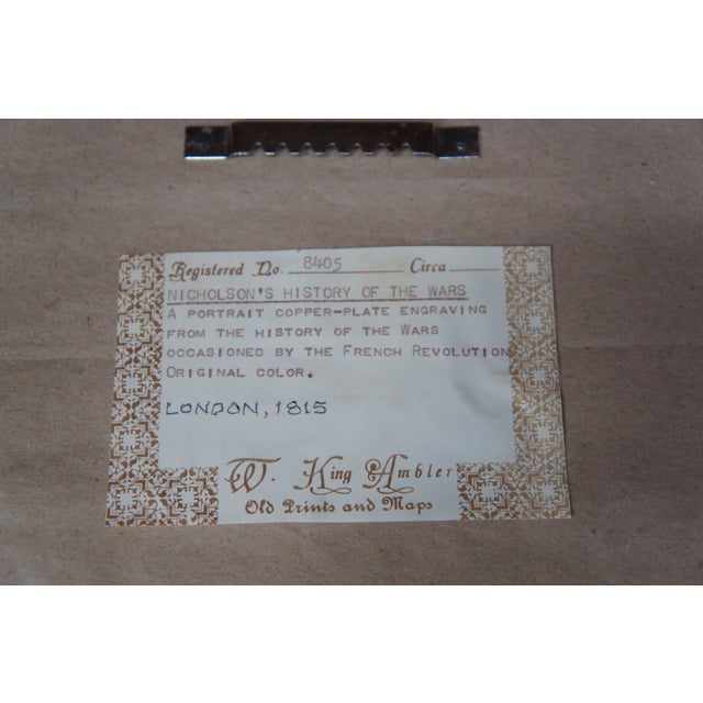 1815 Antique Napoleonic War Horse Officer Engravings by Richard Evans, Framed - a Pair For Sale - Image 11 of 13