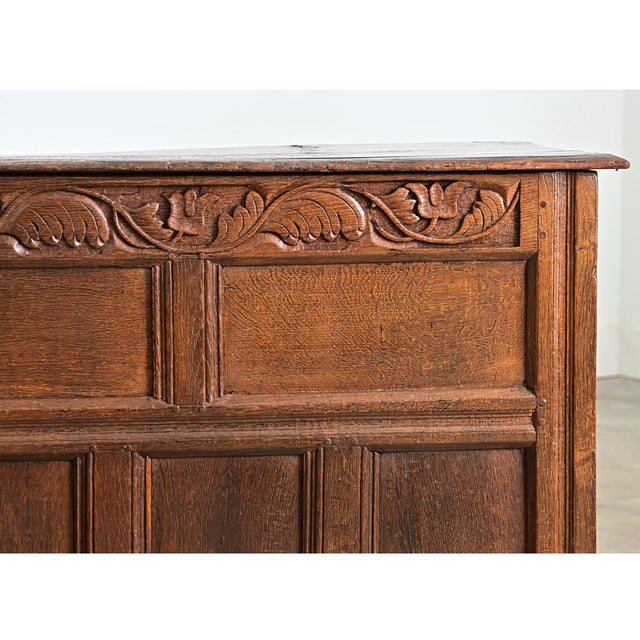 French 18th Century Solid Oak Carved Coffer For Sale In Baton Rouge - Image 6 of 13