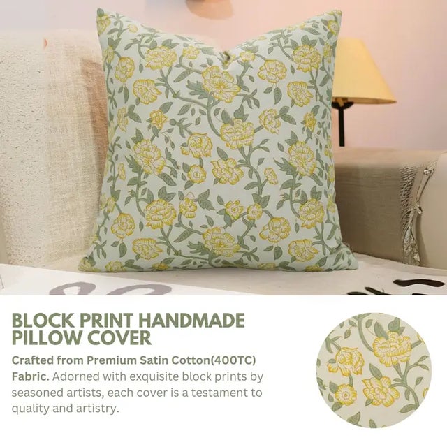 Hand block printed by skilled artisans, the cover features intricate motifs brought to life on smooth satin fabric that...