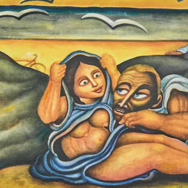 Bruno Fantini, Figurative Scene, Oil on Canvas For Sale - Image 3 of 7