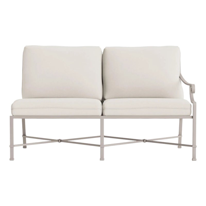 Brown Jordan Venetian Right Arm Loveseat, Dove Frame With Fusion Natural Fabric