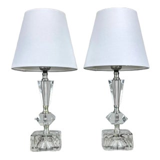 Early 20th Century Crystal Boudoir Table Lamps—a Pair For Sale
