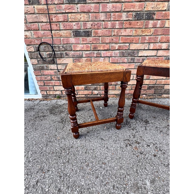Antique English Rush Seat Stools For Sale - Image 9 of 9
