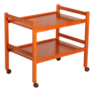 Danish Mid-Century 2-Tier Teak Trolley on Casters, 1970s