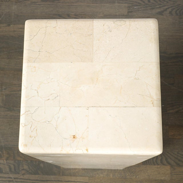 Pair of Mid-Century Modernist Tessellated Travertine Pedestals For Sale - Image 16 of 16