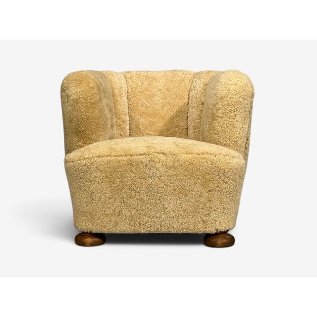 Danish Modern, Banana Style Tub Chair, Beech, Honey Sheepskin, Denmark, 1930s For Sale In New York - Image 6 of 13