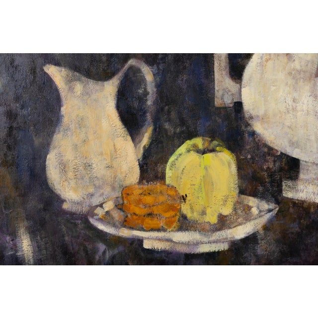 Late 20th Century Richard Jerzy – Untitled (Still Life With Flowers & Fruit) Oil on Canvas Framed For Sale - Image 5 of 6