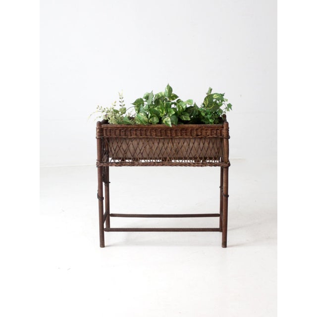 Antique Wicker Planter Stand For Sale - Image 4 of 12