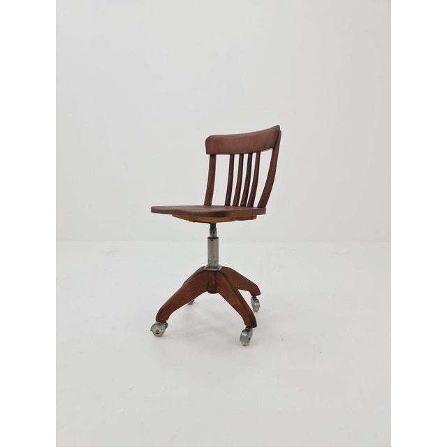 Brown Bauhaus Swivel Office Chair in Wood by Der Ferderdreh, 1930s For Sale - Image 8 of 11