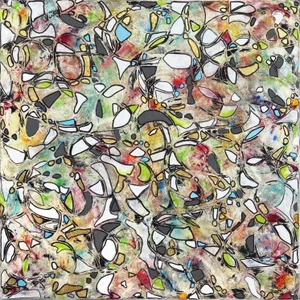 "Organic Field" Contemporary Original Abstract Mixed-Media Painting by Petra Rös-Nickel