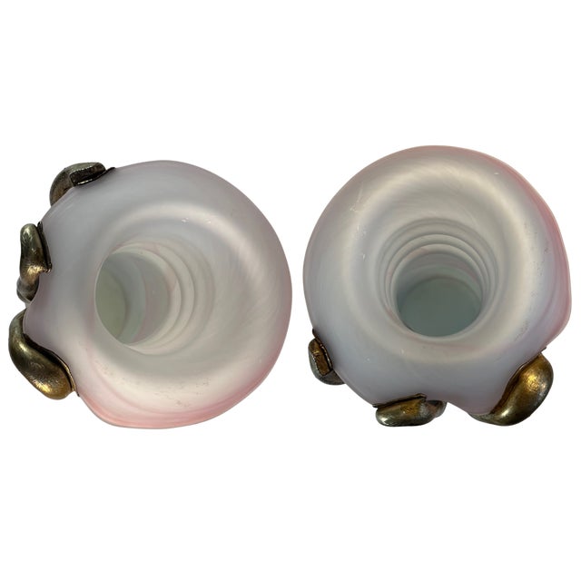 Art Glass Pink Satin and Abstract Metal Looped Vase by Artist Vasile Tubi Vădan For Sale - Image 18 of 18