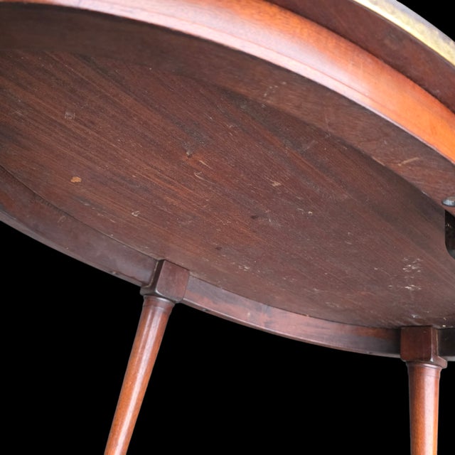 Early 20th Century Vintage French Louis XVI Style Mixed Wood W/Brass Trim Oval Coffee Table For Sale - Image 5 of 5