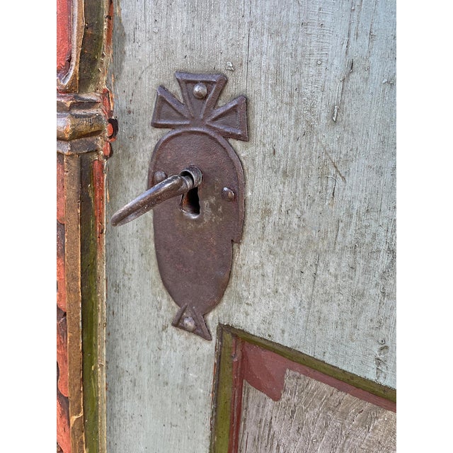 Folk Art Painted Wardrobe in Fir, 1808 For Sale - Image 16 of 18