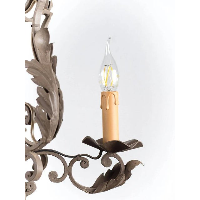 Vintage Metal Four-Arm Chandelier For Sale - Image 4 of 7