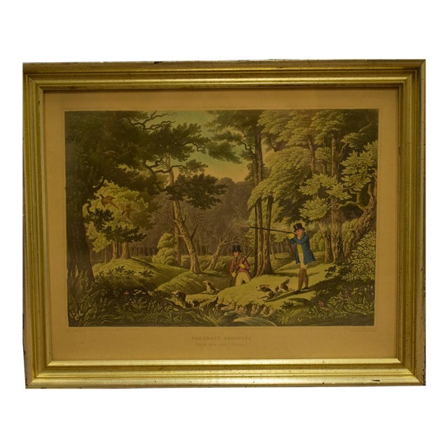 Late 19th Century Pheasant Shooting Hand-Engraved Litho Black Park, Near Uxbridge Drawn by R Havell For Sale