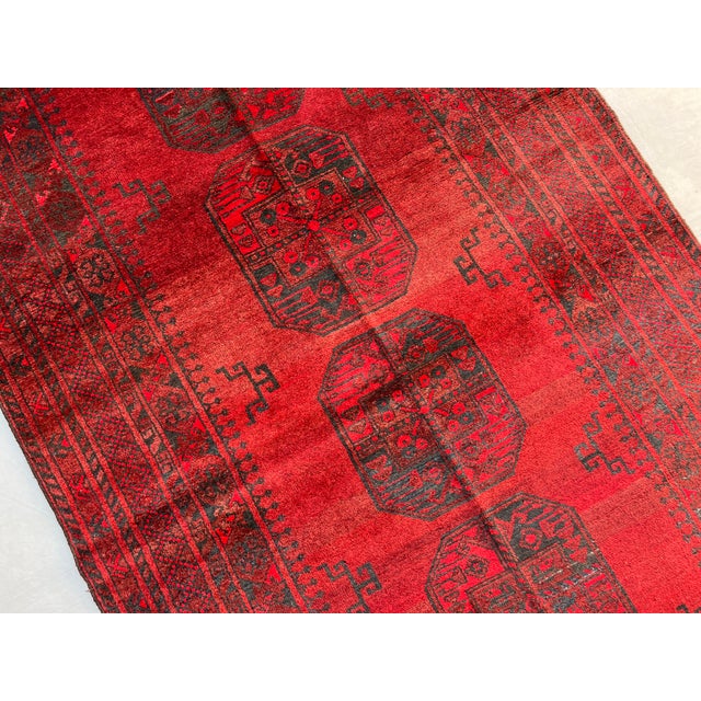 Vintage Afghan Ersari Elephant Foot Rug, Oxblood Abrash - 8'0" X 3'11" For Sale - Image 10 of 13