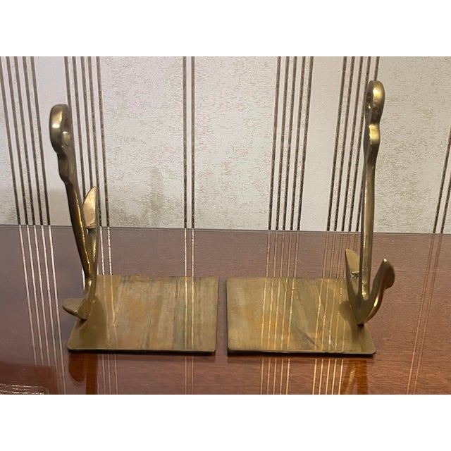 Hollywood Regency Vintage Brass Anchor Bookends For Sale - Image 3 of 7