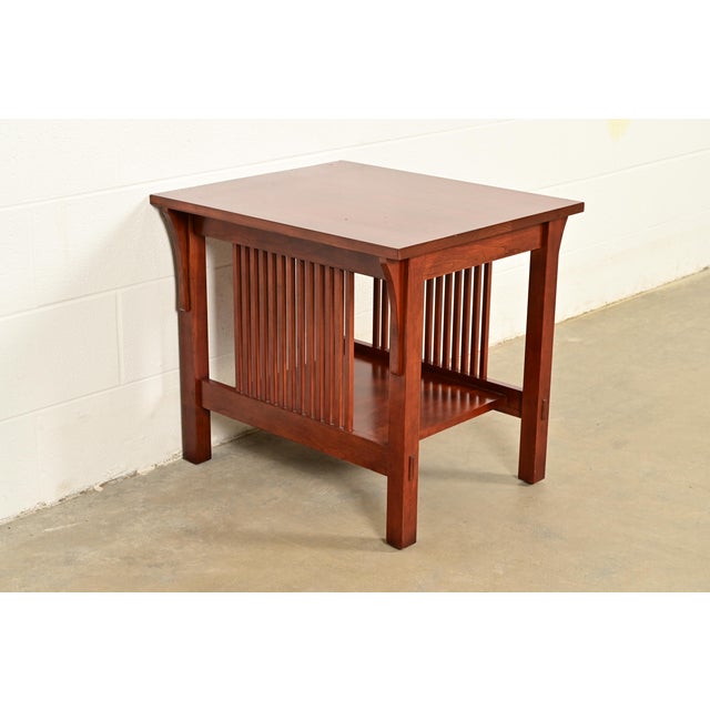 L. & J.G. Stickley, Inc. Stickley Mission Arts & Crafts Cherry Wood Spindle Side Table For Sale - Image 4 of 12