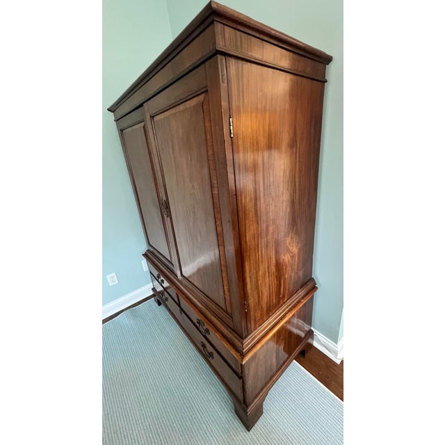 George II Style Dwarf Linen Chest in Cherry With Paneled Doors and Drawers For Sale - Image 4 of 11