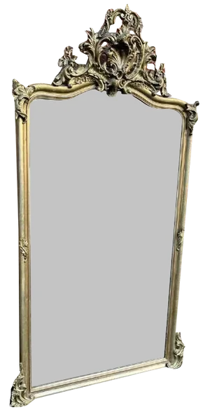 Large Antique 19th Century French Carved Wood Mirror
