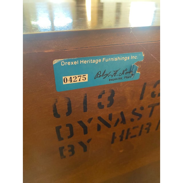 Wood 1960s Vintage Drexel Heritage Dynasty Buffet Walnut Burl Sideboard For Sale - Image 7 of 12