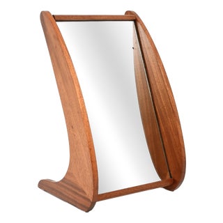 Vintage Table Top Vanity Mirror in Teak, 1950 For Sale
