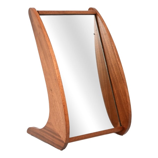 Vintage Table Top Vanity Mirror in Teak, 1950 For Sale