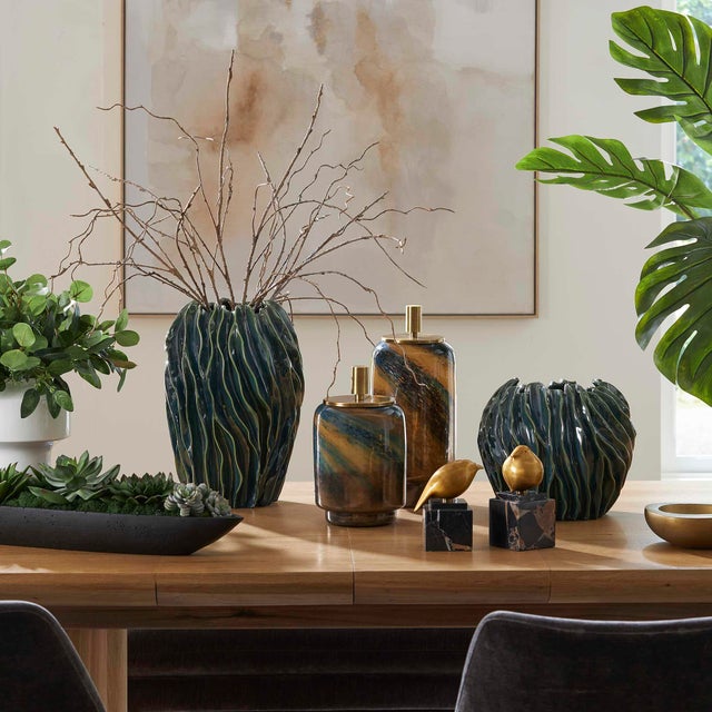Contemporary Veridian Ridge Indoor-Outdoor Vases Set/2 For Sale - Image 3 of 3