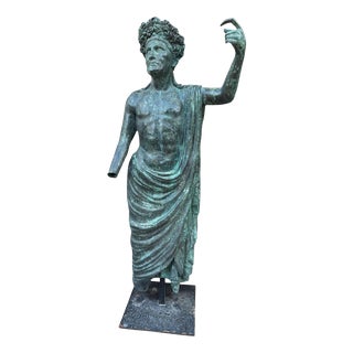 Greco-Roman Style Monumental Bronze Emperor Sculpture, Italy, 1980s For Sale