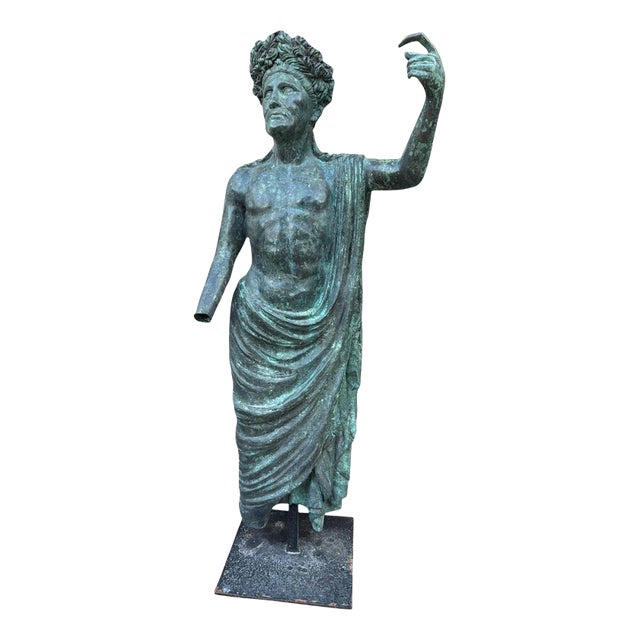 Greco-Roman Style Monumental Bronze Emperor Sculpture, Italy, 1980s For Sale