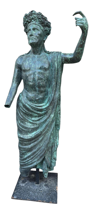 Greco-Roman Style Monumental Bronze Emperor Sculpture, Italy, 1980s